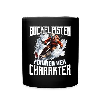 Ski Skifahren Skipisten Buckelpisten - Tasse einfarbig - Schwarz - Vorne
