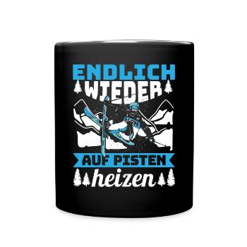 Skifahren Skifahrer Endlich wieder auf Pisten - Tasse einfarbig - Schwarz - Vorne