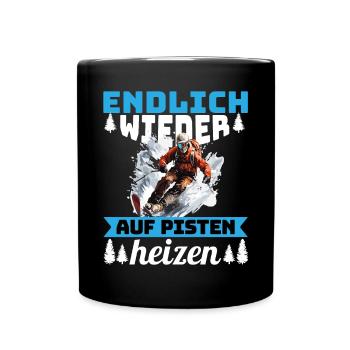 Skifahren Skifahrer Endlich wieder auf Pisten - Tasse einfarbig - Schwarz - Vorne