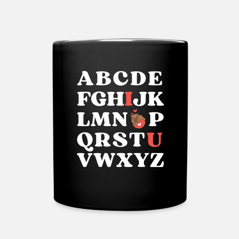 ABC I love you Kinder Capybara Valentinstag - Tasse einfarbig - Schwarz