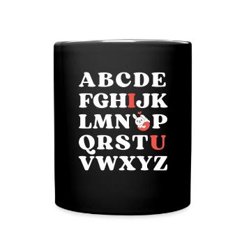 ABC I love you Kinder Hase Valentinstag - Tasse einfarbig - Schwarz - Vorne