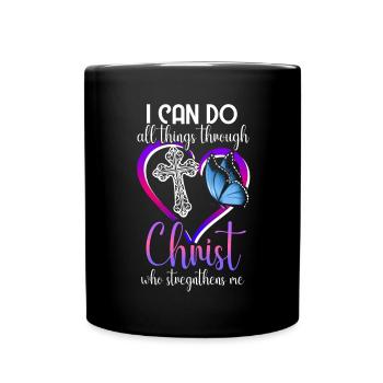 Je peux tout faire par Christ Butterfly - Mug uni - noir - Devant