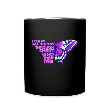 I Can Do All Things Through Christ Butterfly - Full Colour Mug - black - Front