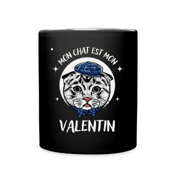 Mon Chat est mon Valentin - Mug uni - noir - Devant