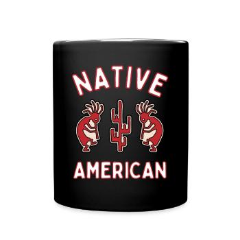 Native American Rock Painting Dancers - Full Colour Mug - black - Front