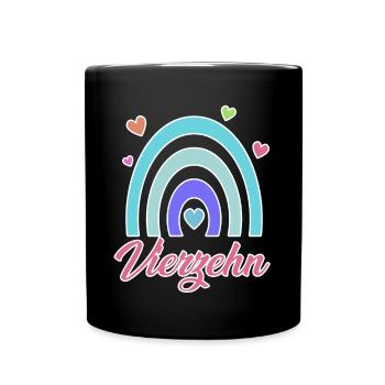14. Geburtstag Regenbogen Vintage - Tasse einfarbig - Schwarz - Vorne