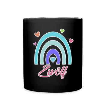 12. Geburtstag Regenbogen Vintage - Tasse einfarbig - Schwarz - Vorne