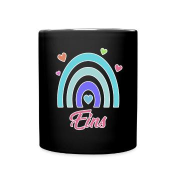 1. Geburtstag Regenbogen Baby Motiv - Tasse einfarbig - Schwarz - Vorne