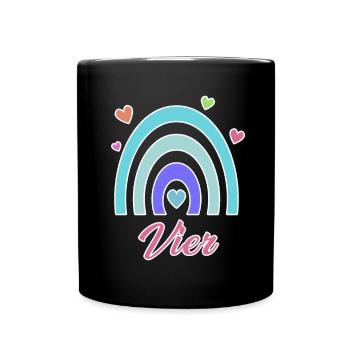 4. Geburtstag Regenbogen Vintage - Tasse einfarbig - Schwarz - Vorne