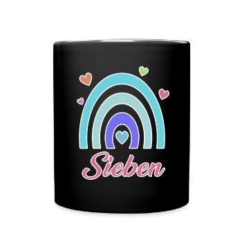 7. Geburtstag Regenbogen Vintage - Tasse einfarbig - Schwarz - Vorne