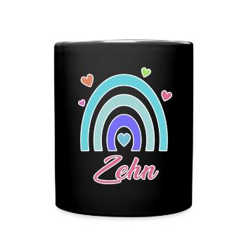 10. Geburtstag Regenbogen Vintage - Tasse einfarbig - Schwarz - Vorne