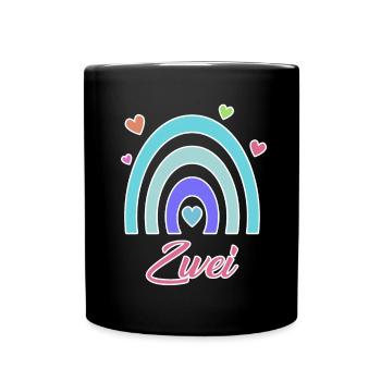 2. Geburtstag Regenbogen Vintage - Tasse einfarbig - Schwarz - Vorne