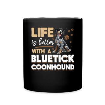 Dog Breed Life is Better with a Bluetick Coonhound - Full Colour Mug - black - Front