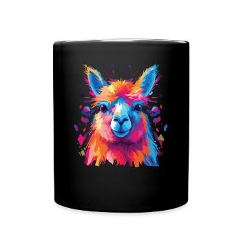Watercolor Colorful Alpaca Colorful Animals - Full Colour Mug - black - Front