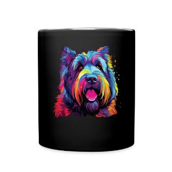 Watercolors Colorful Bouvier des Flandres - Full Colour Mug - black - Front