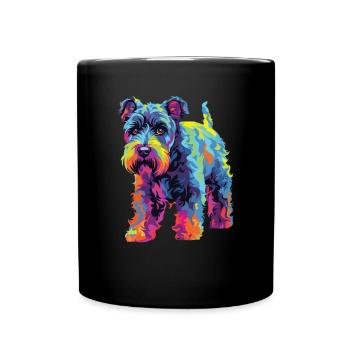 Wasserfarben Farbenfroher Kerry Blue Terrier - Tasse einfarbig - Schwarz - Vorne