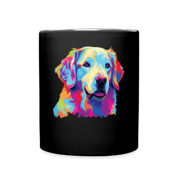 Aquarelle colorée Kuvasz - Mug uni - noir - Devant