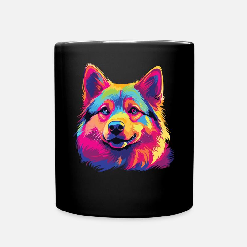 Wasserfarben Farbenfroher Norwegischer Buhund - Tasse einfarbig - Schwarz