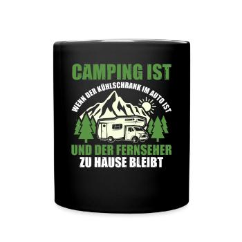 Camper Wohnwagen Wohnmobil Campen Camping - Tasse einfarbig - Schwarz - Vorne
