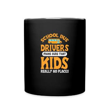 Busfahrer Busfahrerin Bus Schuhlbus Geschenk - Tasse einfarbig - Schwarz - Vorne