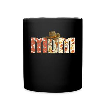 Mom Cowboy Birthday Western Family Matching - Full Colour Mug - black - Front