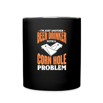 Cornhole Beanbag Sackloch Geschenk - Tasse einfarbig - Schwarz - Vorne