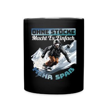 Snowboarder Snowboarding Snowboarden Ohne Stöcke - Tasse einfarbig - Schwarz - Vorne