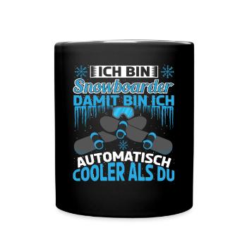 Snowboard Snowboarden Snowboardfahrer - Tasse einfarbig - Schwarz - Vorne