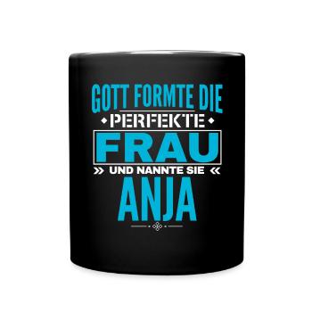 Anja Name Design - Tasse einfarbig - Schwarz - Vorne