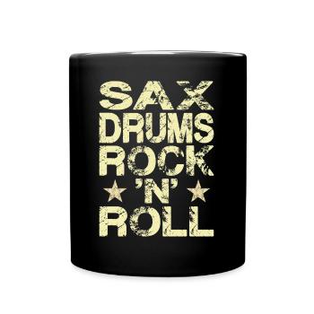 Saxophon Schlagzeug Rock 'n' Roll - Tasse einfarbig - Schwarz - Vorne