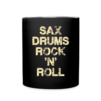 Saxophon Schlagzeug Rock 'n' Roll - Tasse einfarbig - Schwarz - Vorne
