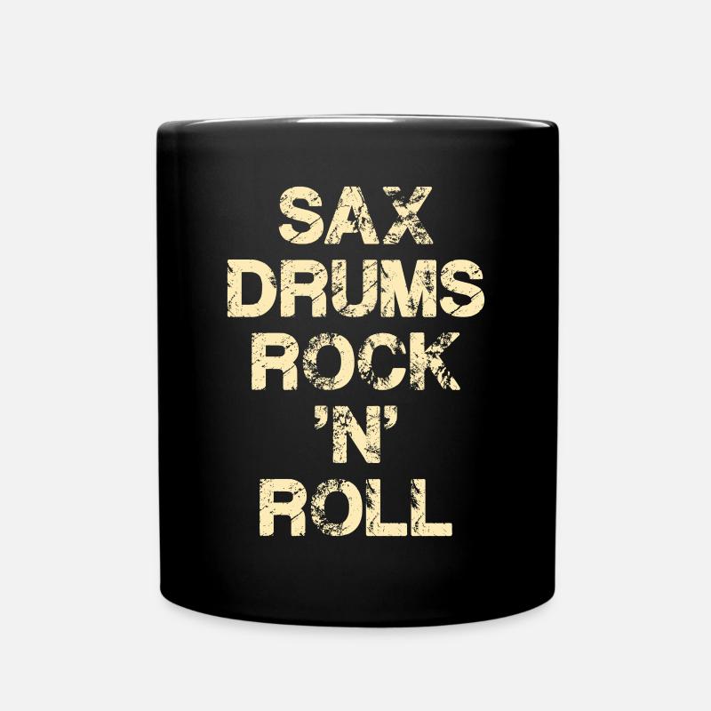 Sax Drums Rock 'N' Roll - Full Colour Mug - black
