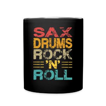 Saxophon Schlagzeug Rock 'n' Roll - Tasse einfarbig - Schwarz - Vorne
