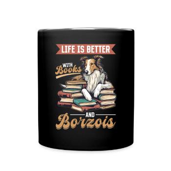 La vie des races de chiens est meilleure avec les livres et les barzoïs - Mug uni - noir - Devant