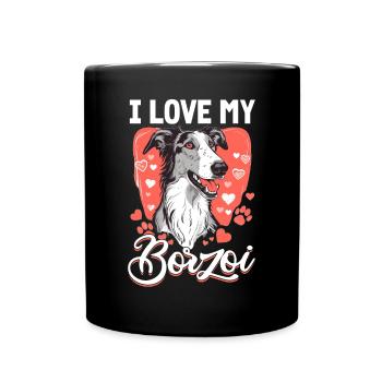 Borzoi Dog Breed I Love my Borzoi - Full Colour Mug - black - Front