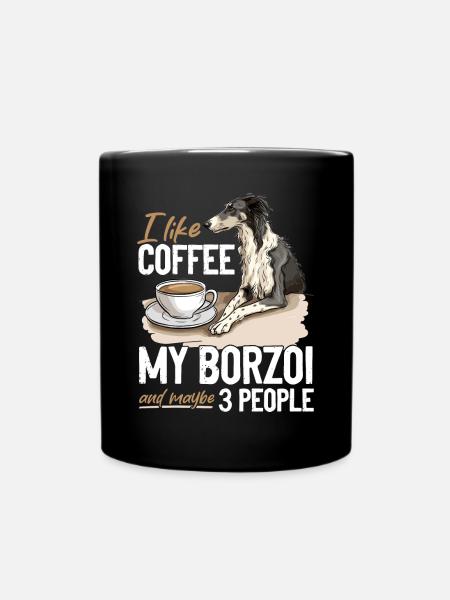 J’aime le café mon Barzoï et peut-être 3 personnes Chien - Mug uni - noir
