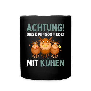 ATTENTION! THIS PERSON IS TALKING TO COWS! Fun - Full Colour Mug - black - Front