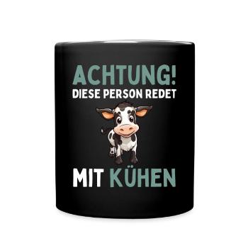 ATTENTION! THIS PERSON IS TALKING TO COWS! Fun - Full Colour Mug - black - Front