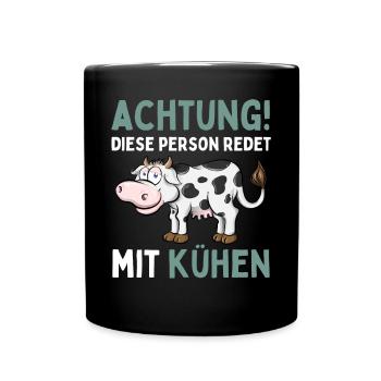 ATTENTION! THIS PERSON IS TALKING TO COWS! Fun - Full Colour Mug - black - Front