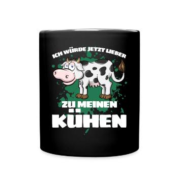 I'D RATHER GO TO MY COWS NOW! Fun - Full Colour Mug - black - Front