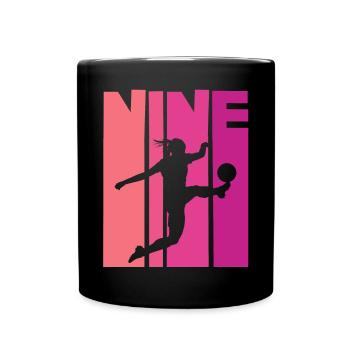 Fußballerin Fußball 9. Geburtstag - Tasse einfarbig - Schwarz - Vorne