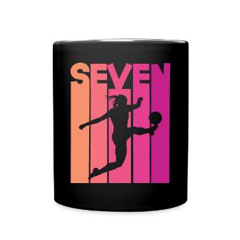 Fußballerin Fußball 7. Geburtstag - Tasse einfarbig - Schwarz - Vorne