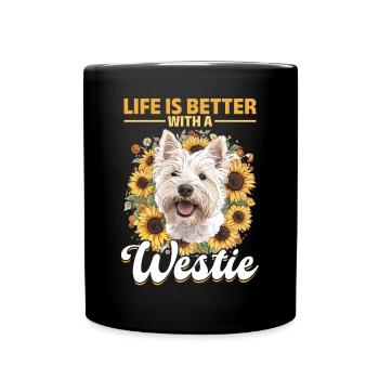 West Highland White Terrier Westie Race de chien - Mug uni - noir - Devant