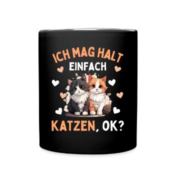 I JUST LIKE CATS! Funny Cat Cat - Full Colour Mug - black - Front