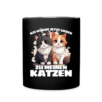 JE PRÉFÈRE ALLER VOIR MES CHATS TOUT DE SUITE - Mug uni - noir - Devant