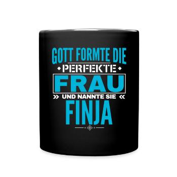 Finja Name Design - Tasse einfarbig - Schwarz - Vorne