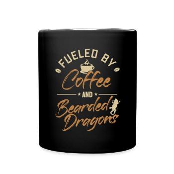Fueled by Coffee and Bearded Dragons Pogona - Full Colour Mug - black - Front