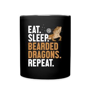 Eat Sleep Bearded Dragons Repeat Pogona Pet - Full Colour Mug - black - Front