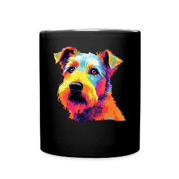 Aquarelle colorée Lakeland Terrier - Mug uni - noir - Devant