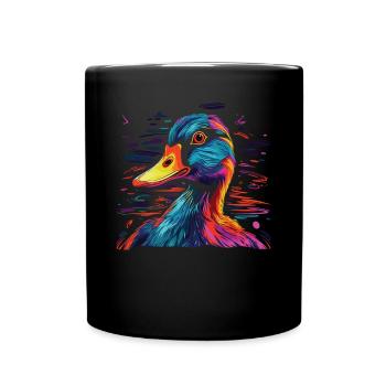 Watercolor Colorful Duck Colorful Animals - Full Colour Mug - black - Front